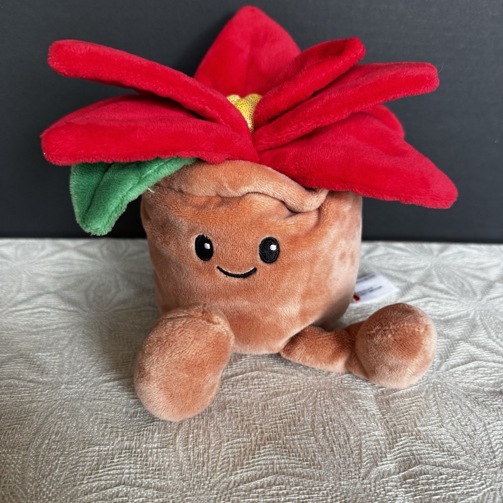 Target Gigglescape Christmas 7" Red Poinsettia Flower Pot Plant Plush Toy 2025